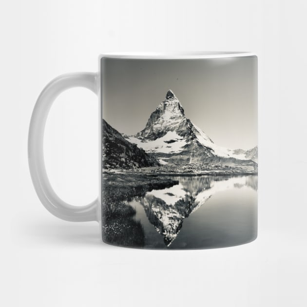 Matterhorn mirroring Swiss Alps bw / Swiss Artwork Photography by RaphaelWolf